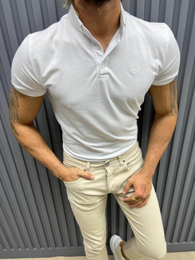 A White Polo Neck T-shirt for men