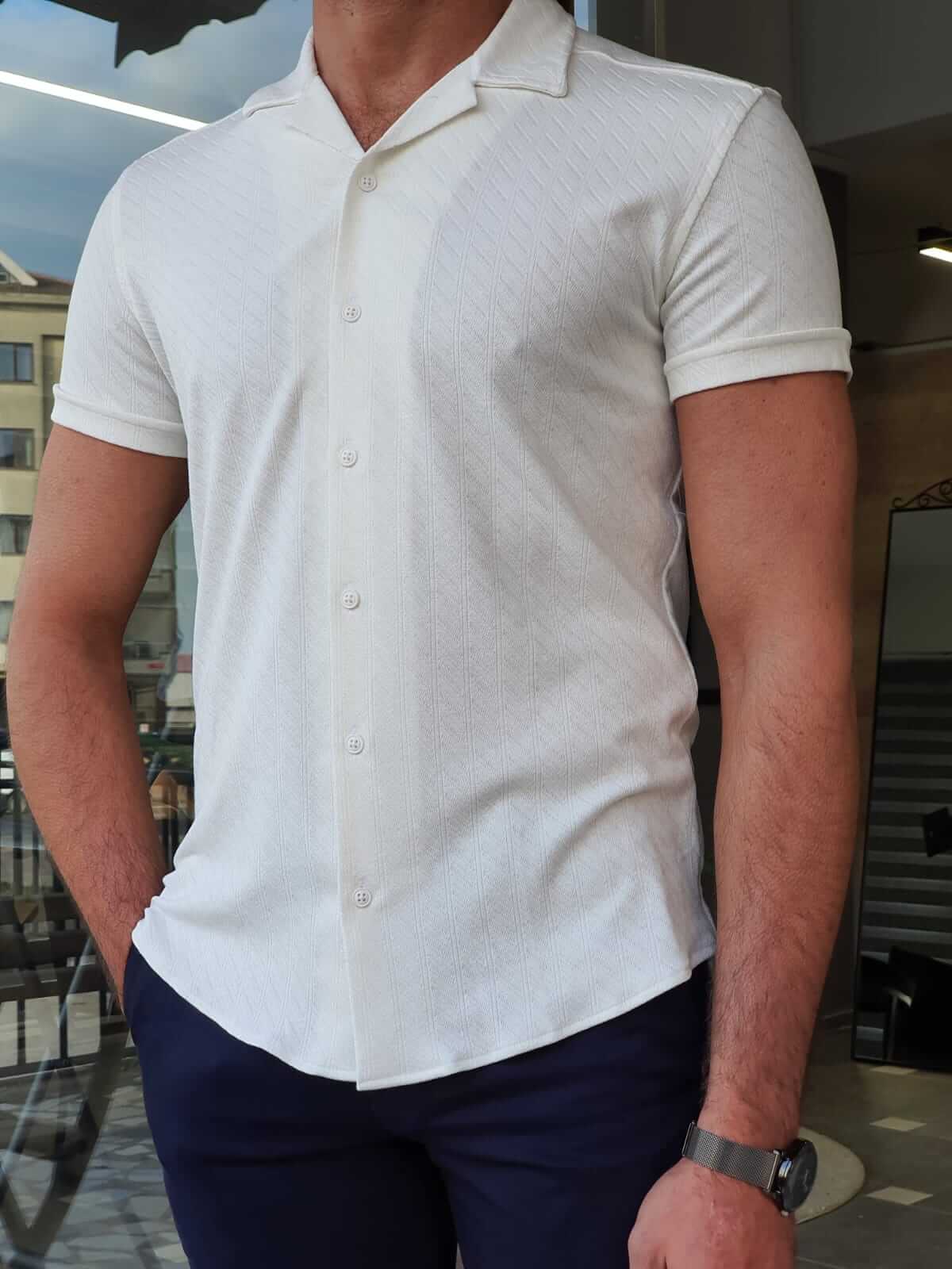 White Short Sleeve Shirt - Hollo Men