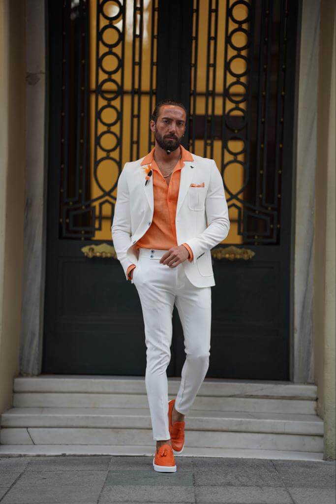 HolloMen's Summer Wedding White Casual Suit Perfect Summer