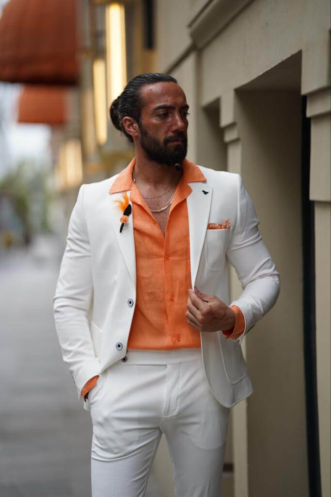 A White Slim Fit Summer Suit