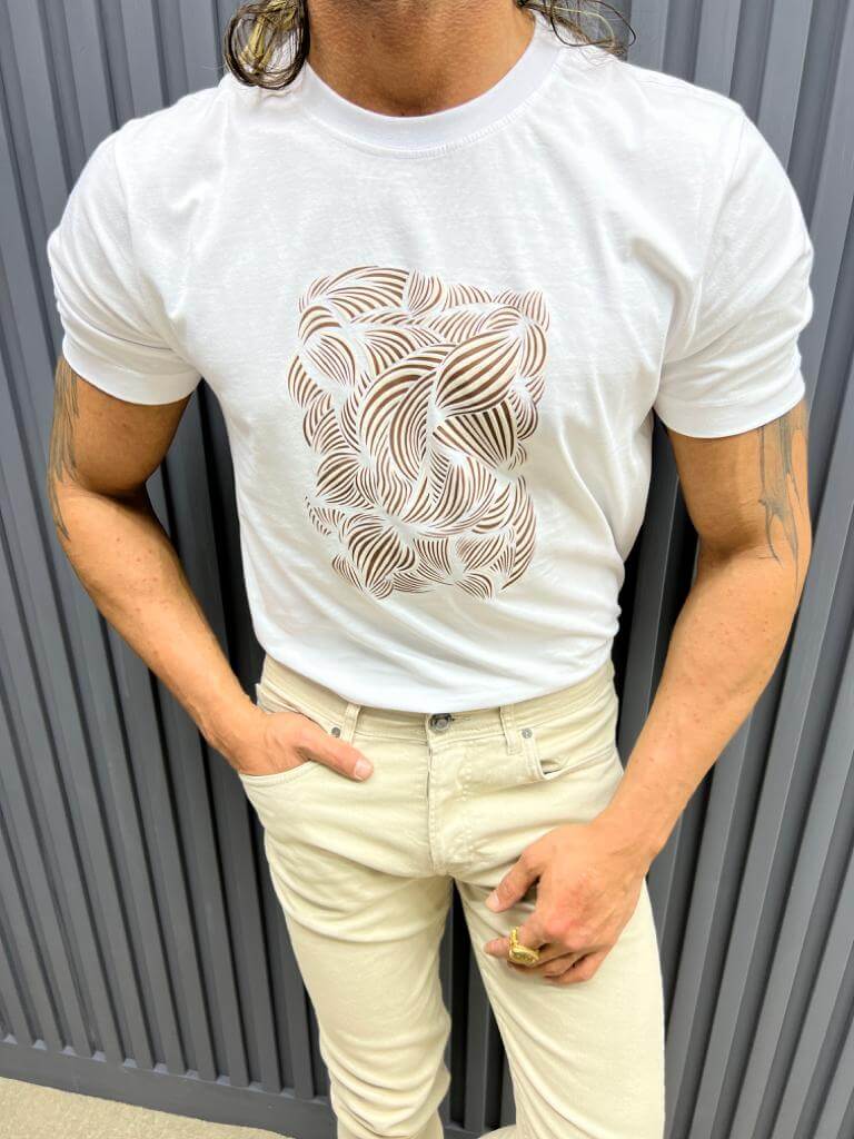 White/Beige Print T-shirt