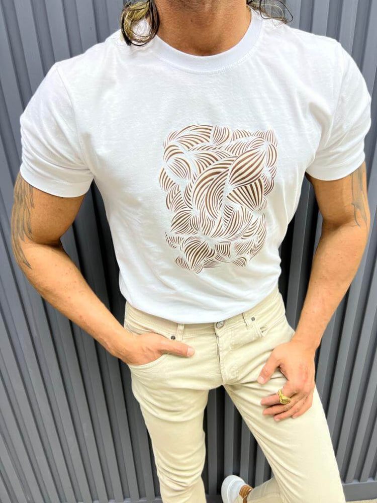 White/Beige Print T-shirt
