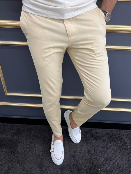 HolloMen Premium Slim Fit Yellow Trousers for Men